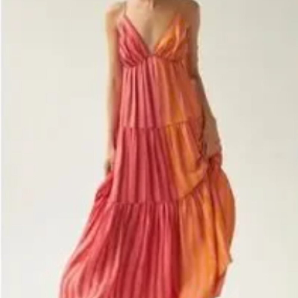Farm Rio x Anthropologie Deep-V Mixed-Stripe Maxi Dress Small Petite